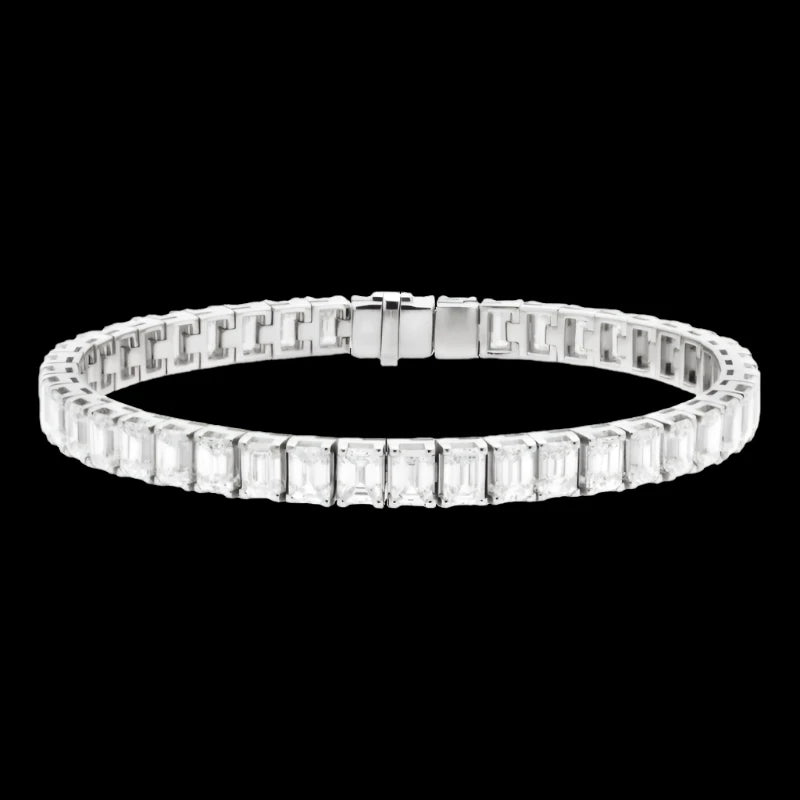 Emerald Cut Lab Grown Diamond Tennis Bracelet - 14k VVS/VS Colorless (EF)