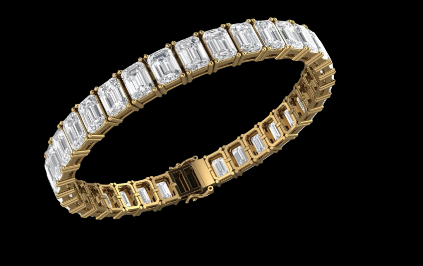 Emerald Cut Lab Grown Diamond Tennis Bracelet - 14k VVS/VS Colorless (EF)